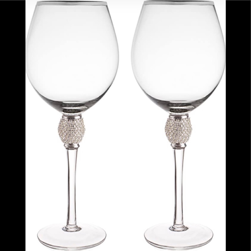 COPY - NWT Silver Rhinestone Stemless Wine Glasses